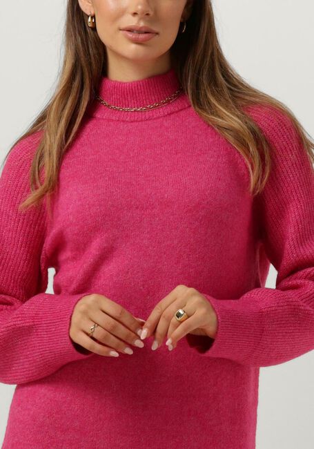 Roze SELECTED WOMEN Midi jurk SLFRENA LS HIGH NECK KNIT DRESS - large