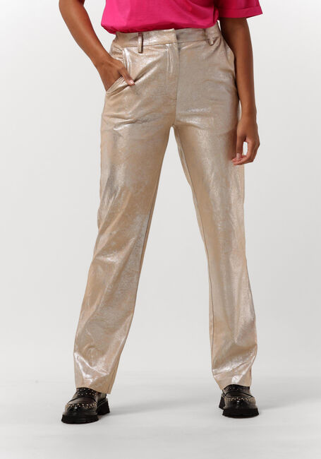 Zilveren ALIX THE LABEL Pantalon LADIES WOVEN FAUX SUEDE STRAIGHT LEG PANTS - large
