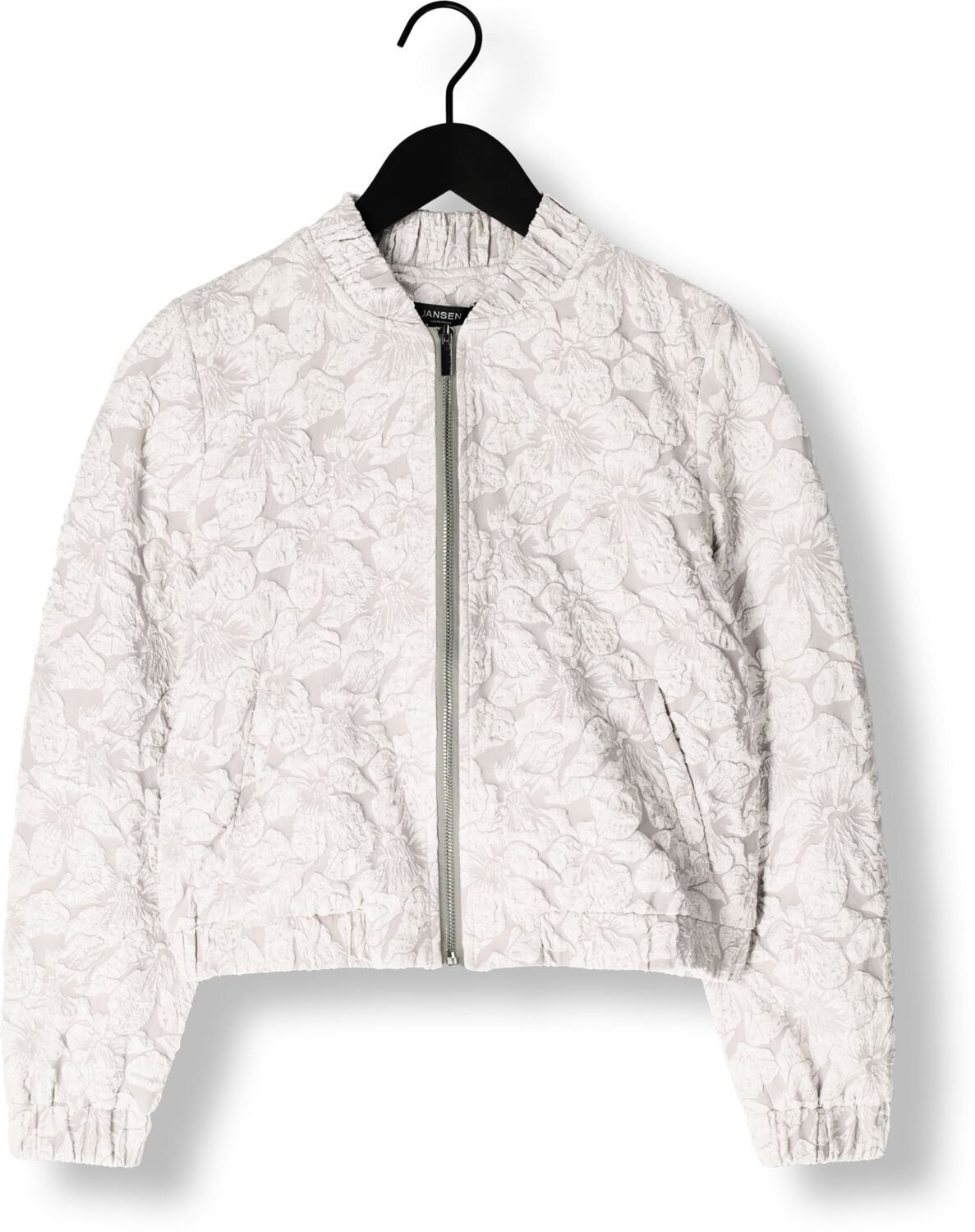 JANSEN AMSTERDAM Dames Jassen Josien Jasje J 275 Jacquard Bomber Long Sleeve Grijs