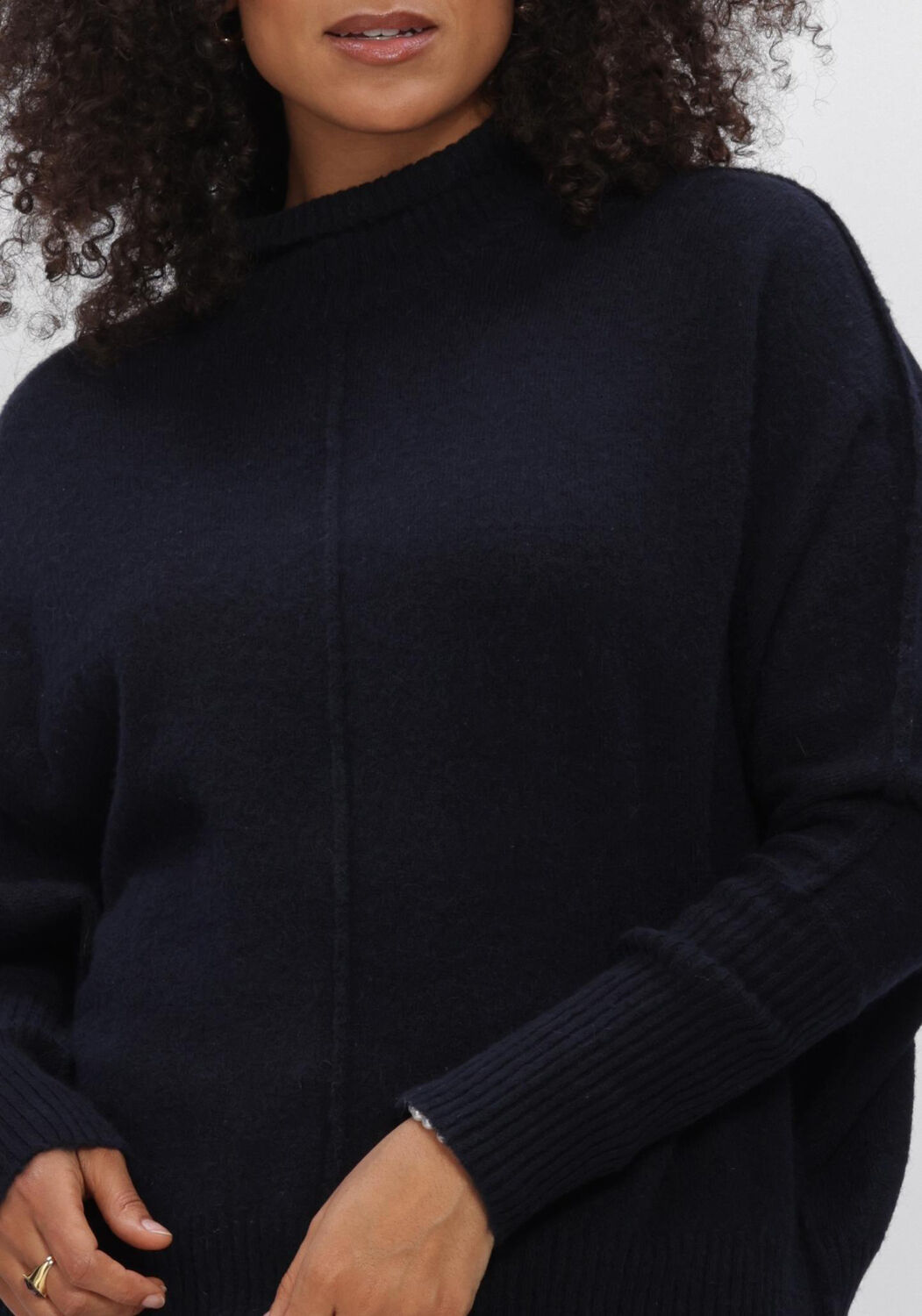 Donkerblauwe SUMMUM Trui BATWING SWEATER SOFT MELANGE KNIT - large