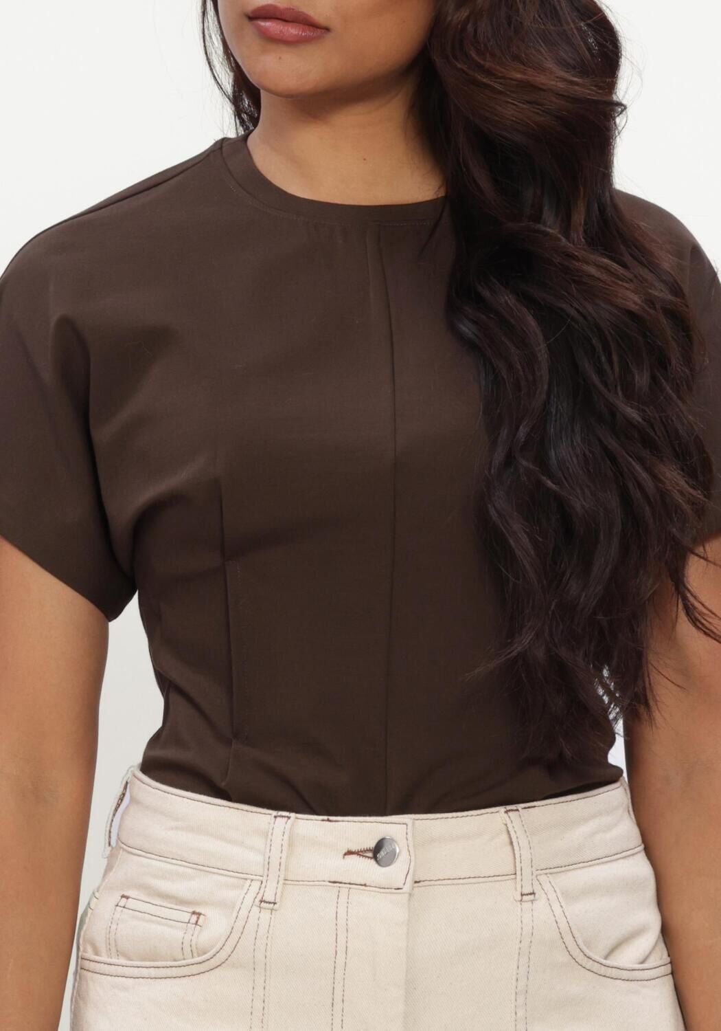Bruine SELECTED WOMEN T-shirt SLWERA SS TOP - large