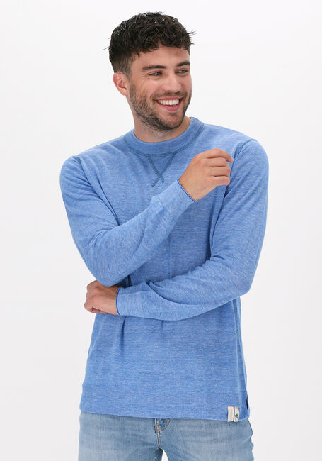 Blauwe SCOTCH & SODA Trui LIGHTWEIGHT LINEN-BLEND MELANGE CREWNECK PULLOVER - large
