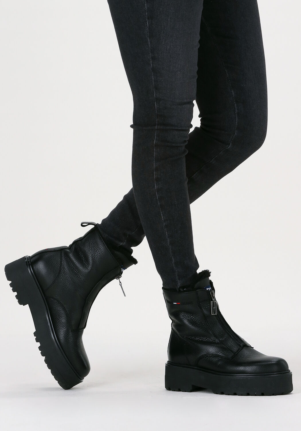 Zwarte TOMMY JEANS Enkelboots WARMLINED ZIPPER BOOT - large