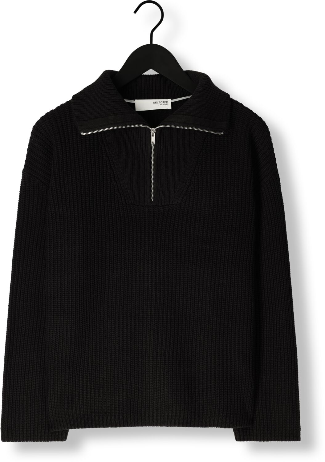SELECTED FEMME Dames Truien & Vesten Slfbloomie Ls Knit Half Zip Zwart