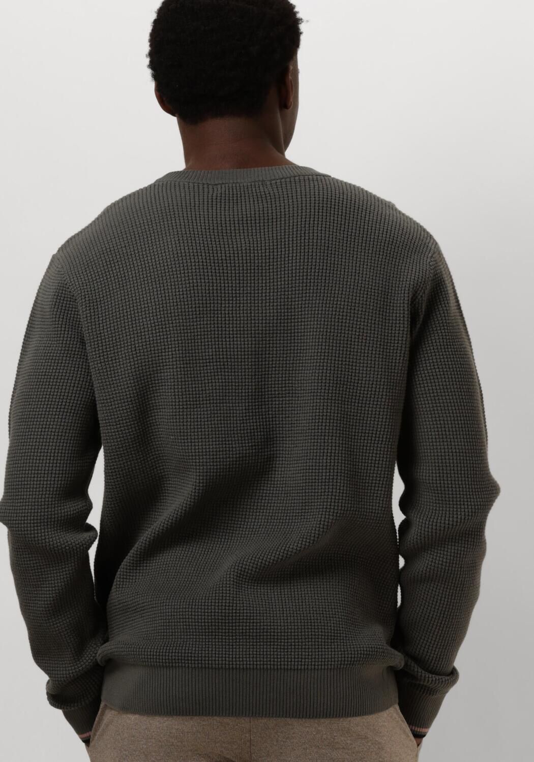 FRED PERRY Heren Truien & Vesten Waffle Stitch Crew Neck Jumper Groen