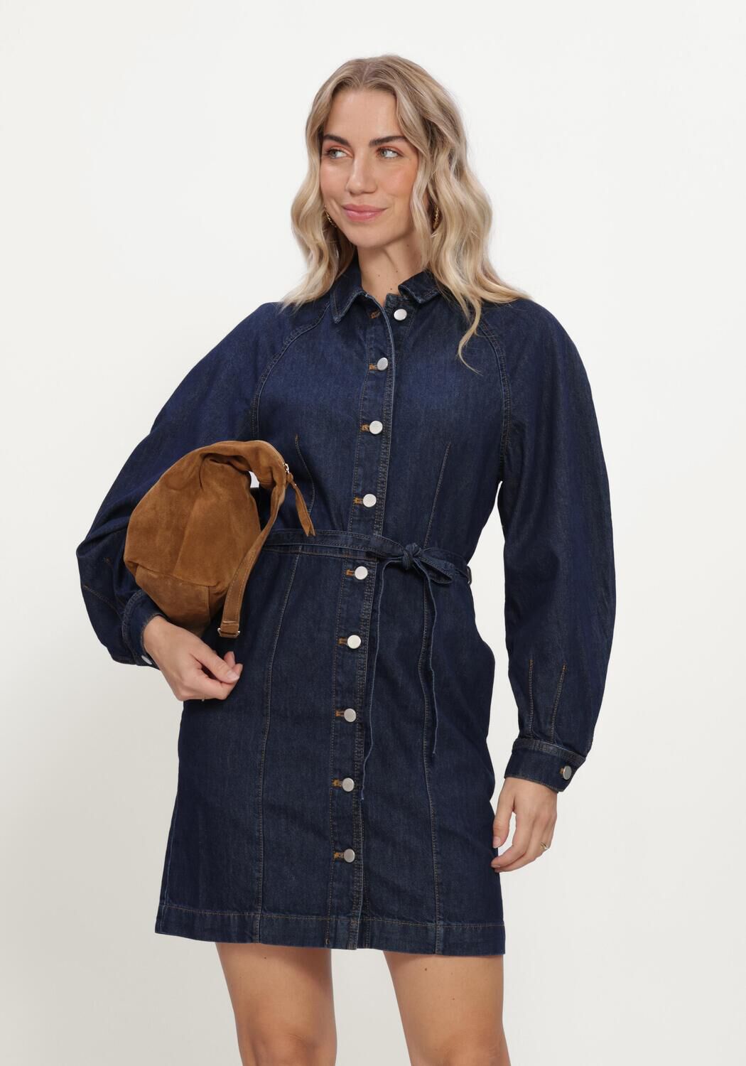 Donkerblauwe MSCH COPENHAGEN Mini jurk MSCHSANA LIS DENIM SHIRT DRESS - large