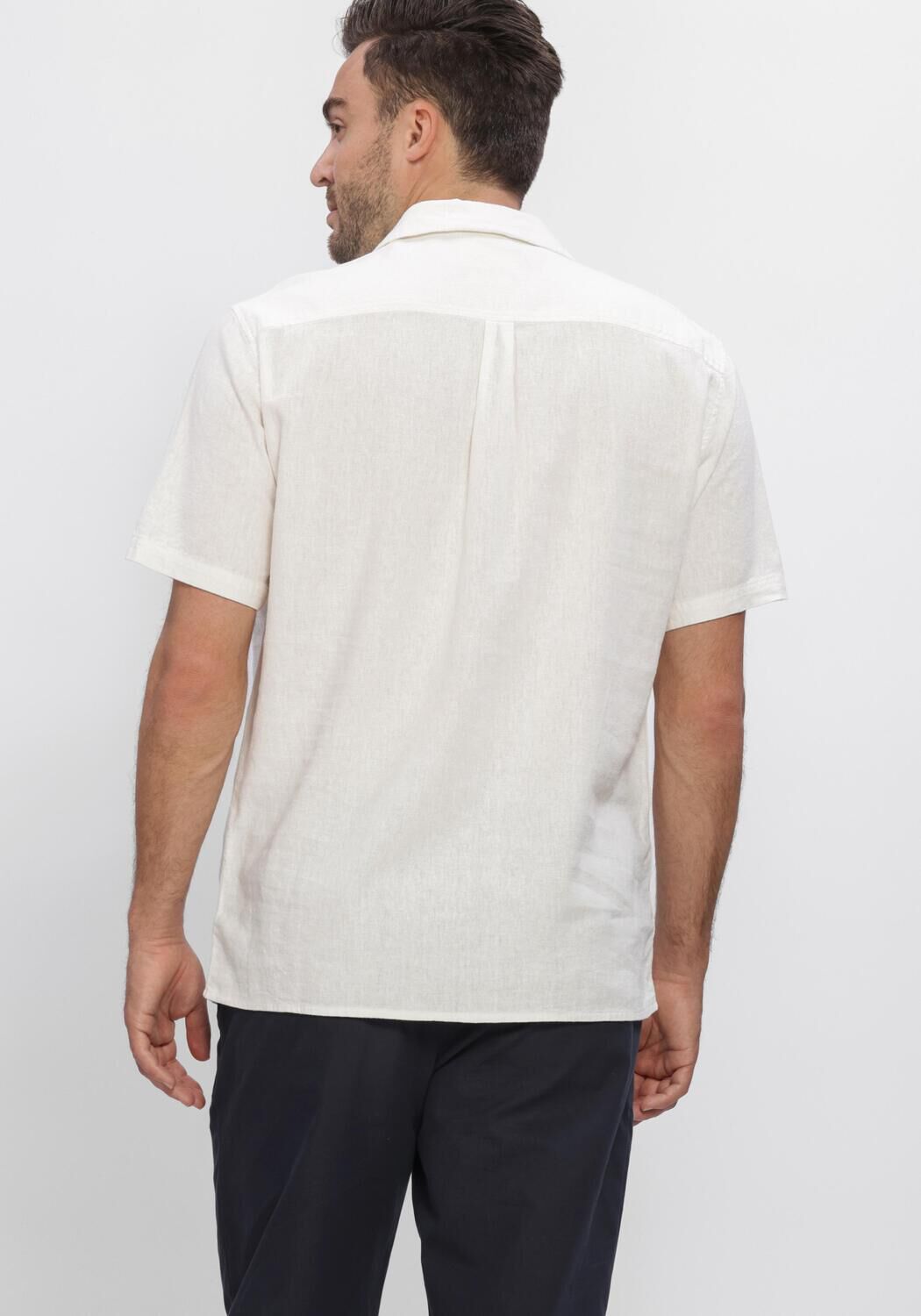 Ecru ANERKJENDT Casual overhemd AKLEO COT-LINNEN-VIS S/S SHIRT - large