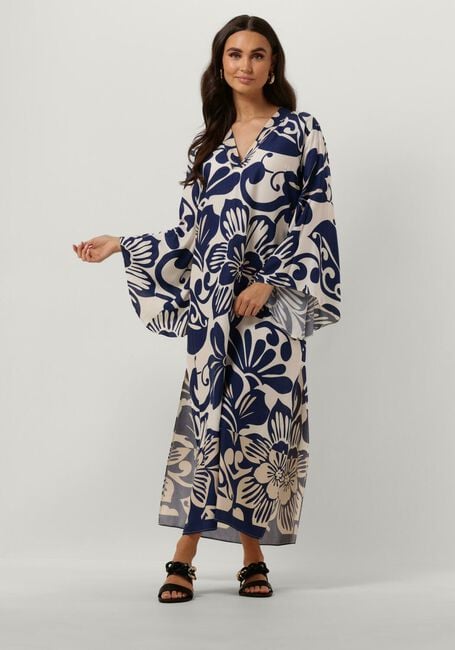 Blauw/wit gestreepte ACCESS Midi jurk LOOSE PRINTED DRESS - large