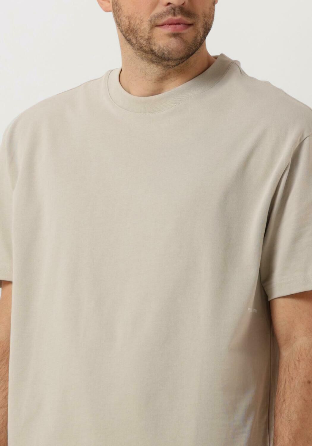 PURE PATH Heren Polo's & T-shirts Tshirt With Back Print And Small Frontprint Zand