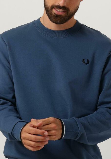 Blauwe FRED PERRY Trui CREW NECK SWEATSHIRT - large
