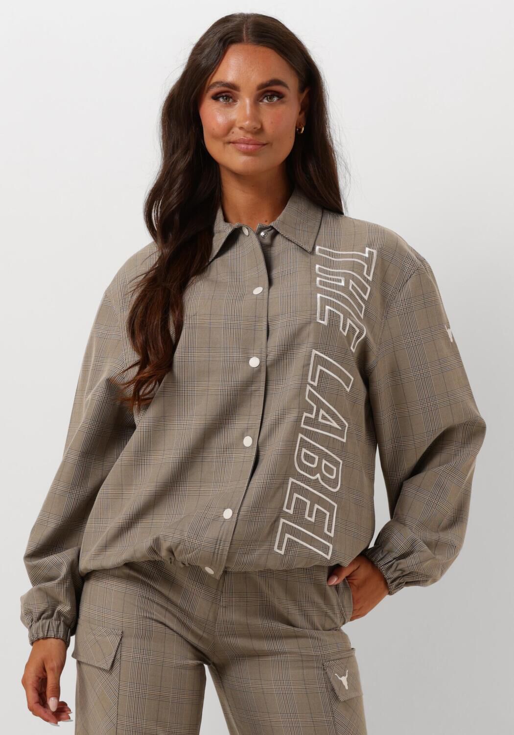 ALIX THE LABEL Dames Jassen Ladies Woven Check Bomber Camel