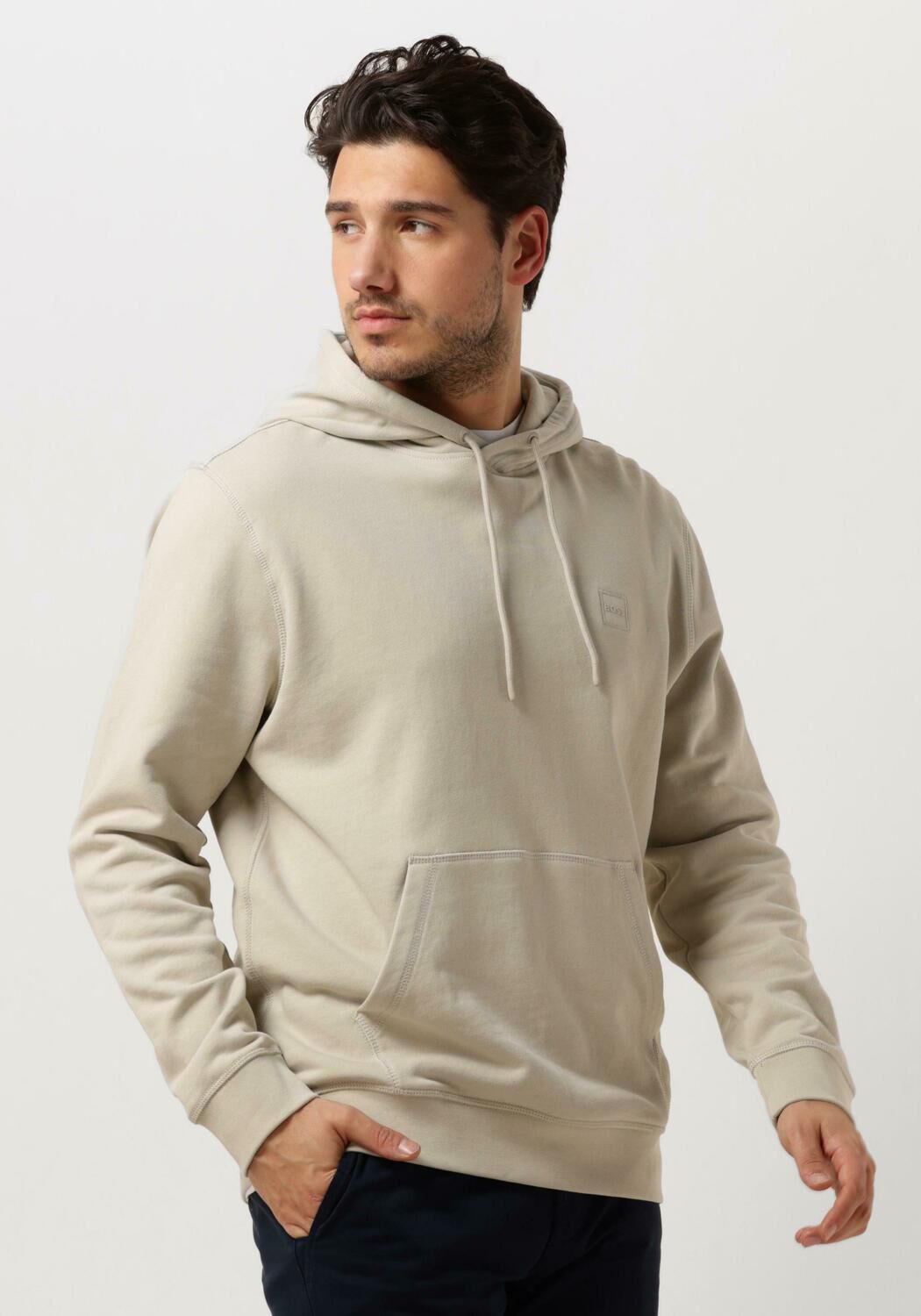 Hugo Boss Beige Crewneck Katoenen Trui voor Mannen Beige Heren
