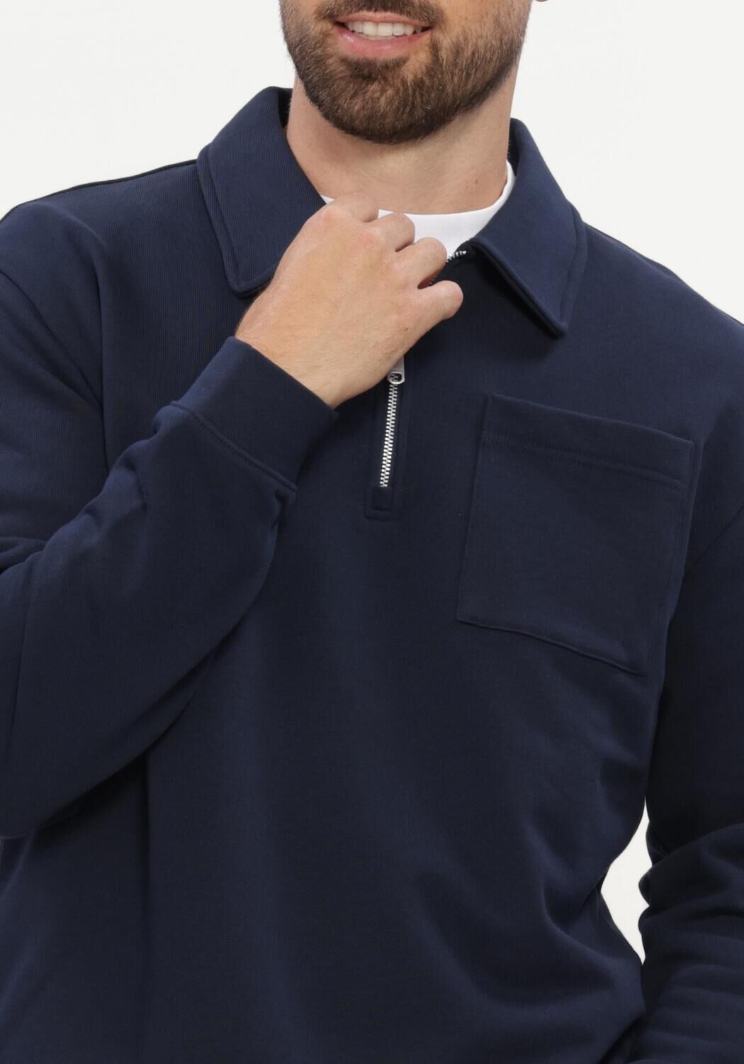 Donkerblauwe SELECTED MEN Trui SLMSCOTT LS HALF ZIP SWEAT - large