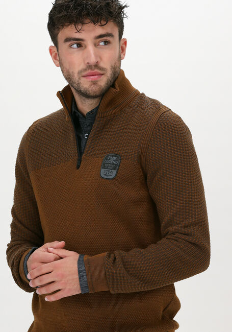 Oranje PME LEGEND Trui HALF ZIP COLLAR COTTON PLATED - large