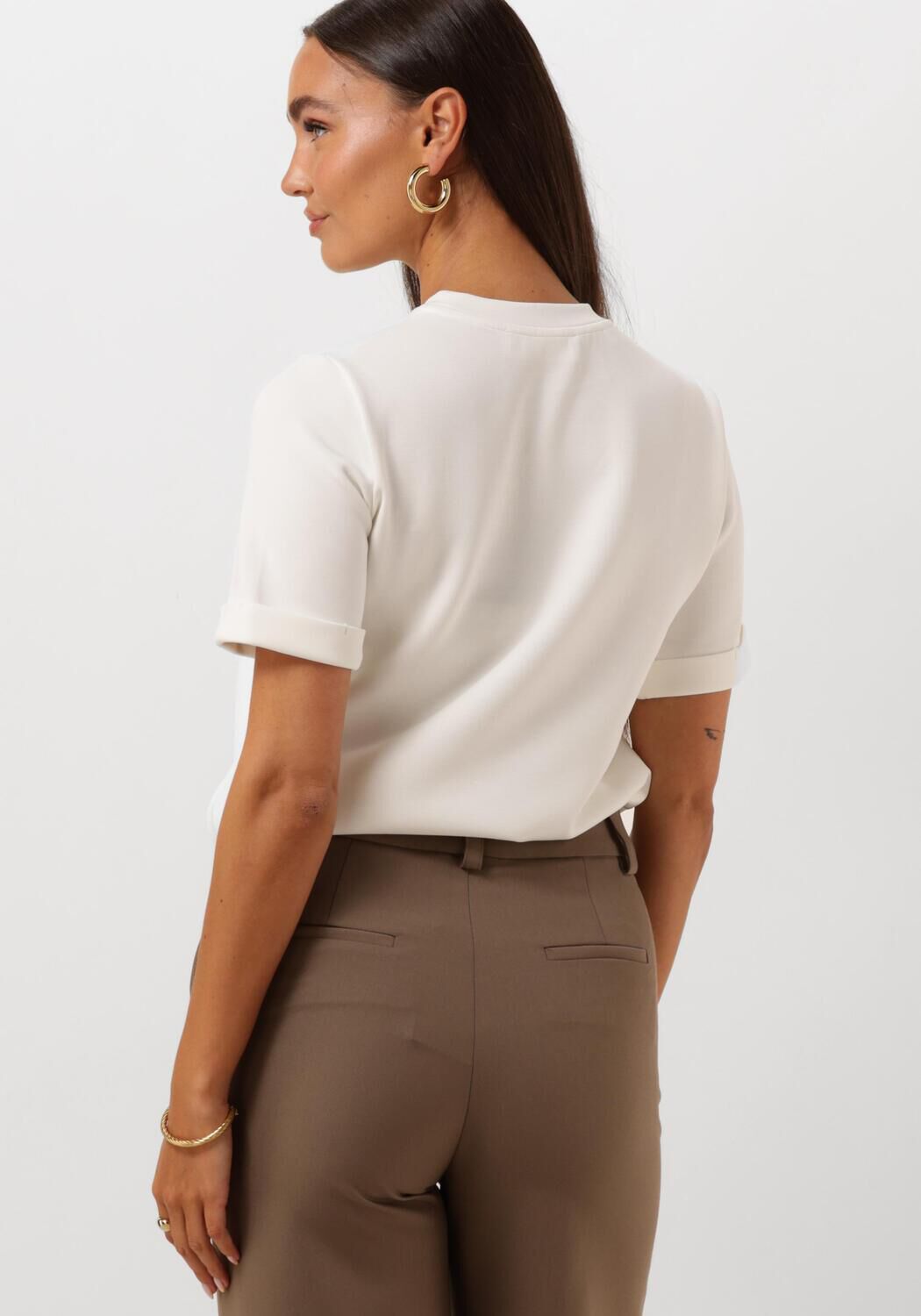 SELECTED FEMME Dames Tops & T-shirts Slftenny Ss O-neck Fold Up Tee Wit