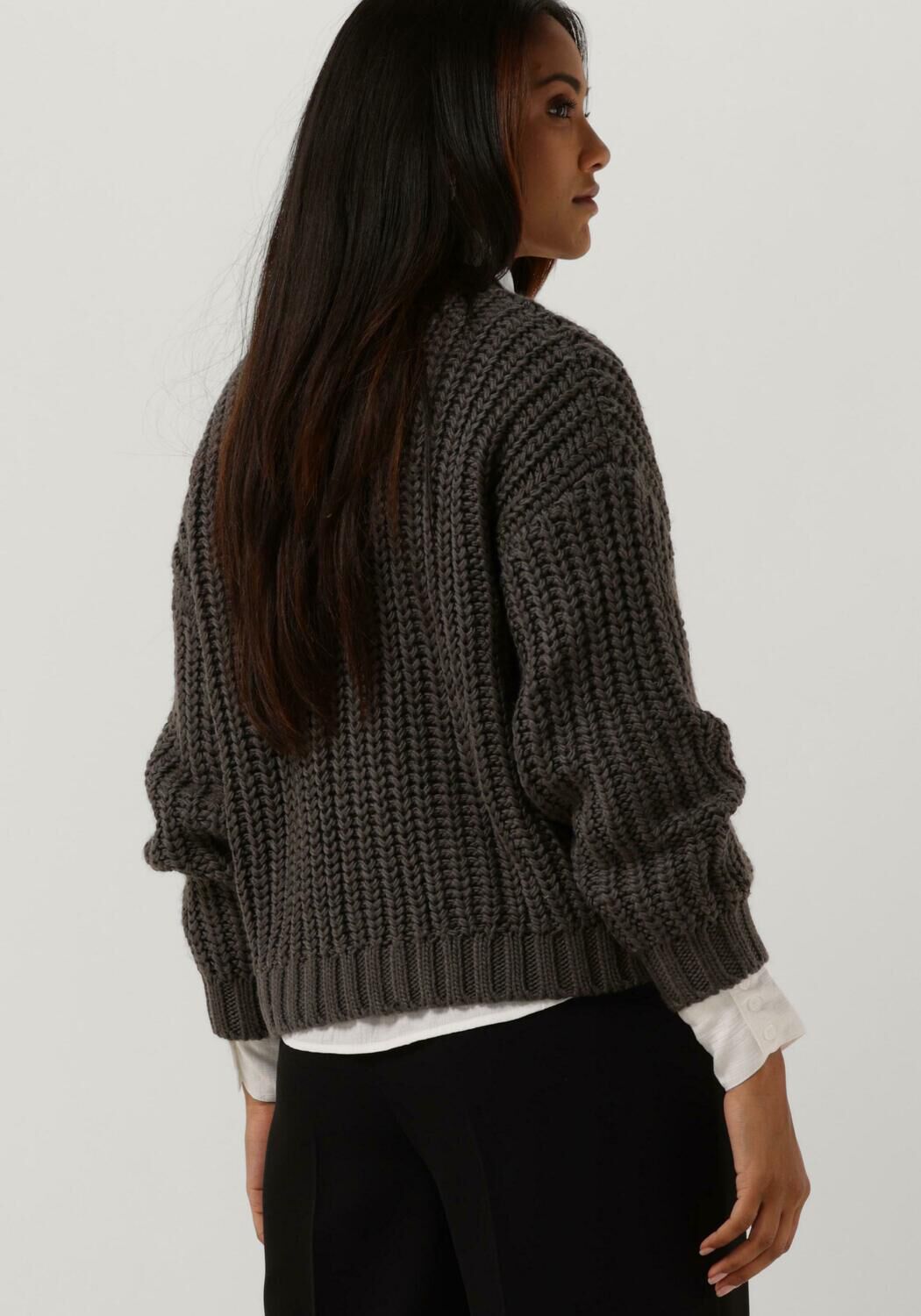 Donkergrijze MY ESSENTIAL WARDROBE Trui AVA KNIT PULLOVER Omoda