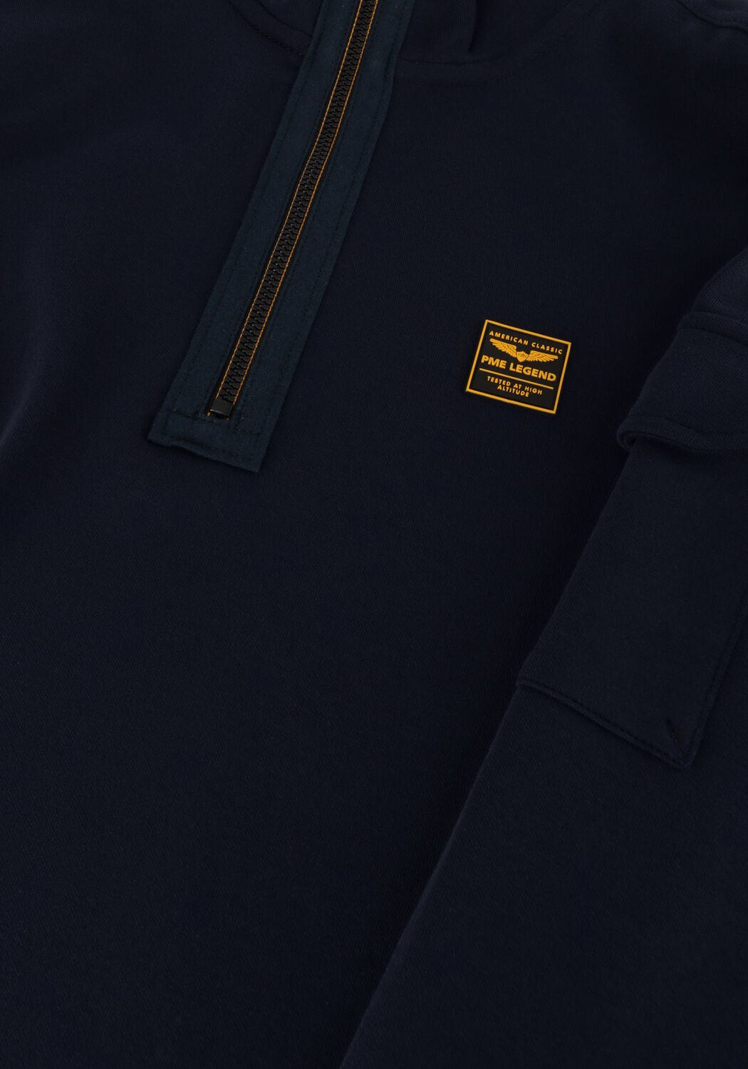 Blauwe PME LEGEND Trui HALF ZIP COLLAR INTERLOCK JERSEY - large