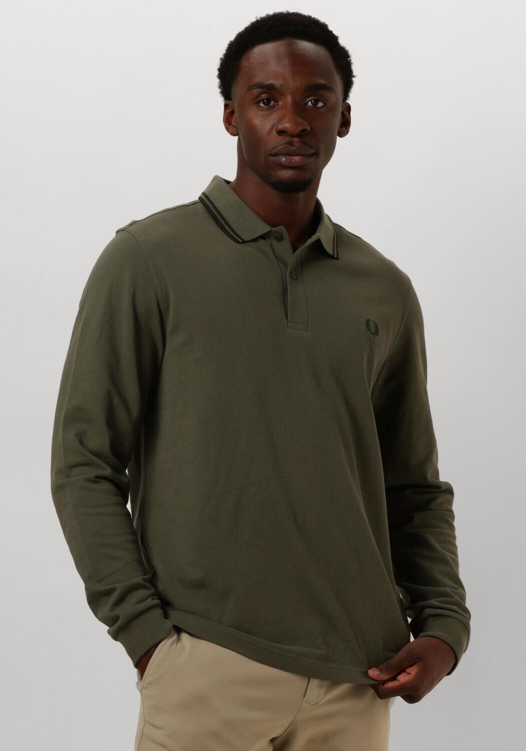FRED PERRY Heren Polo's & T-shirts Twin Tipped Shirt Long Sleeve Donkergroen
