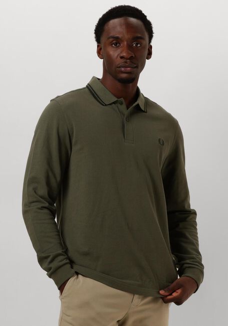 Donkergroene FRED PERRY Polo TWIN TIPPED FRED PERRY SHIRT LONG SLEEVE - large