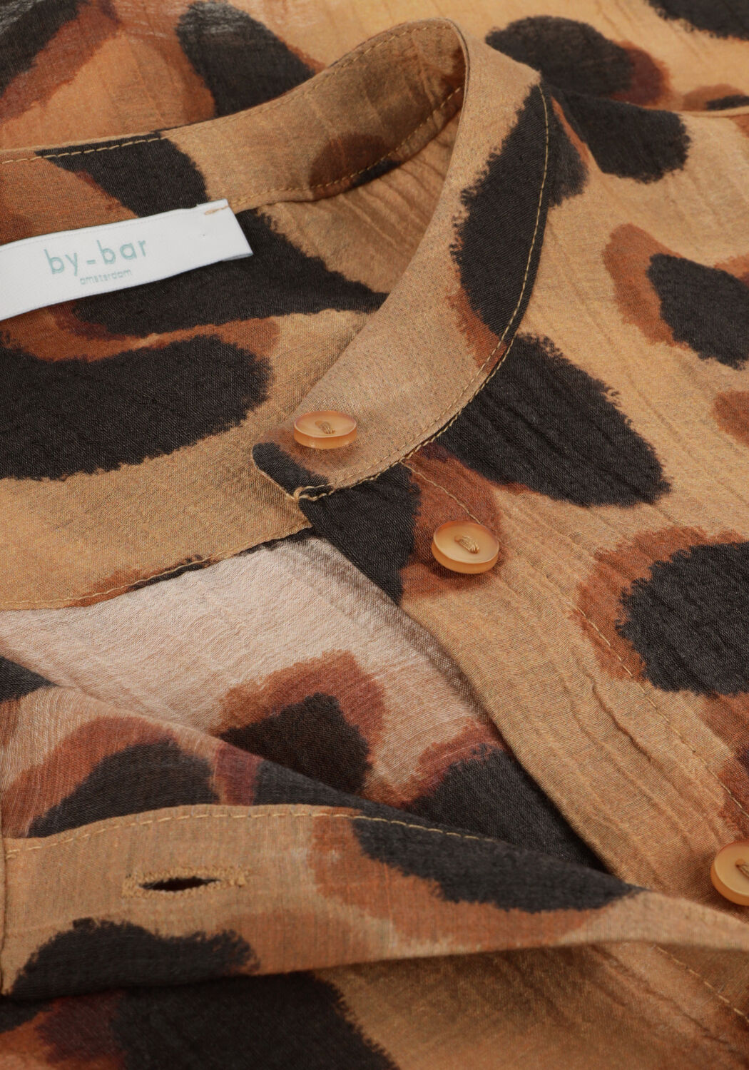 Camel BY-BAR Blouses RIKKI LS CHEETA BLOUSE - large