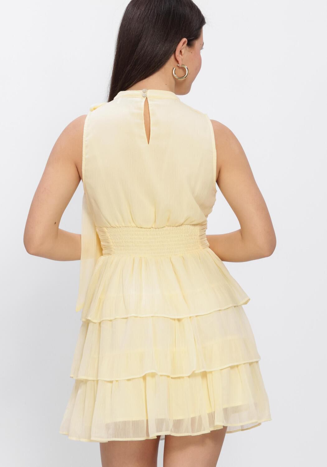 Butter yellow NEO NOIR Mini jurk MAY SOLID CHIFFON DRESS - large