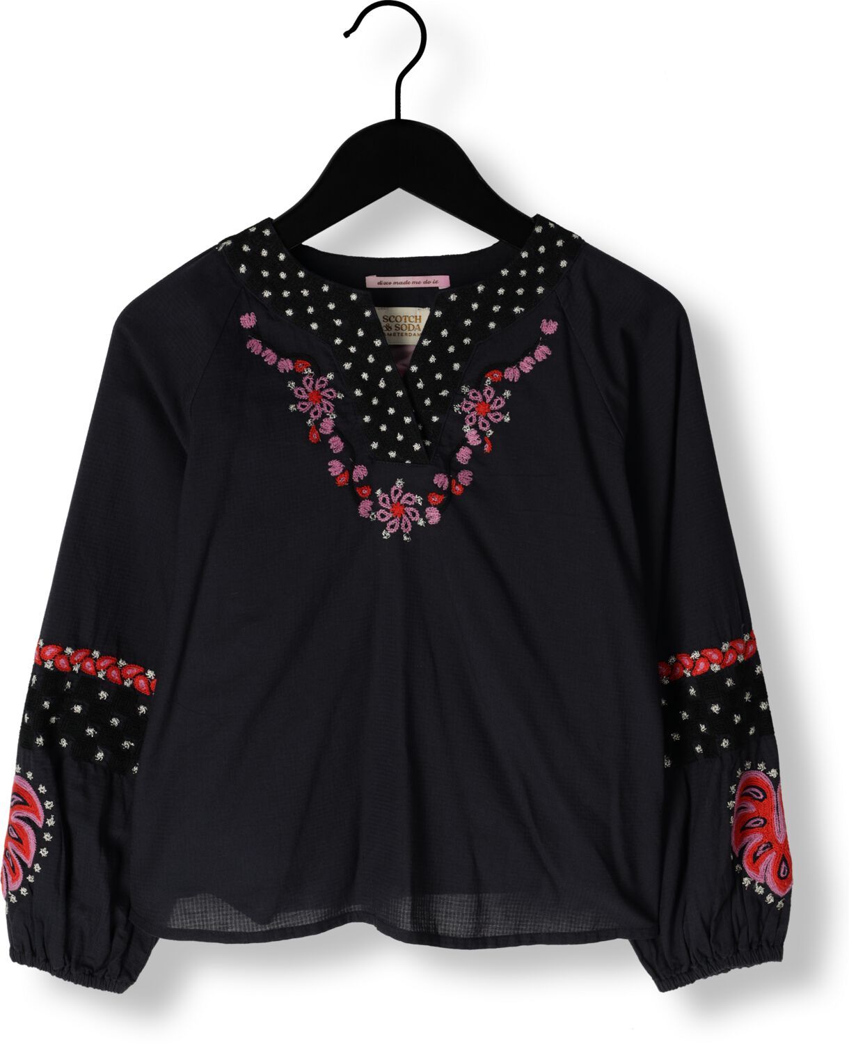 SCOTCH & SODA Meisjes Blouses Embroidered Structured Cotton Top Donkerblauw