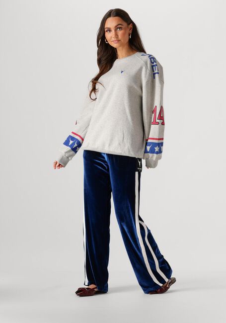 Blauwe ALIX THE LABEL Wijde broek LADIES WOVEN VELVET SPORTY PANTS - large