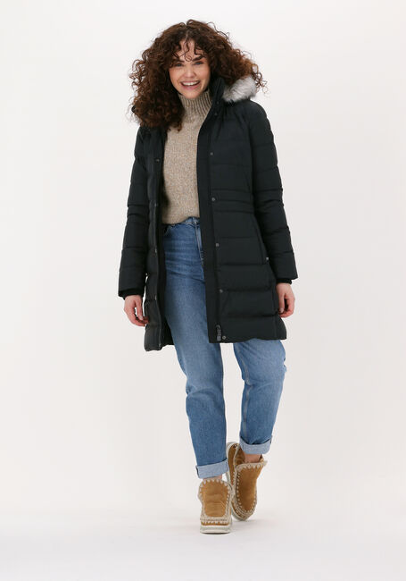 Zwarte TOMMY HILFIGER Gewatteerde jas TH ESS TYRA DOWN COAT WITH FUR - large