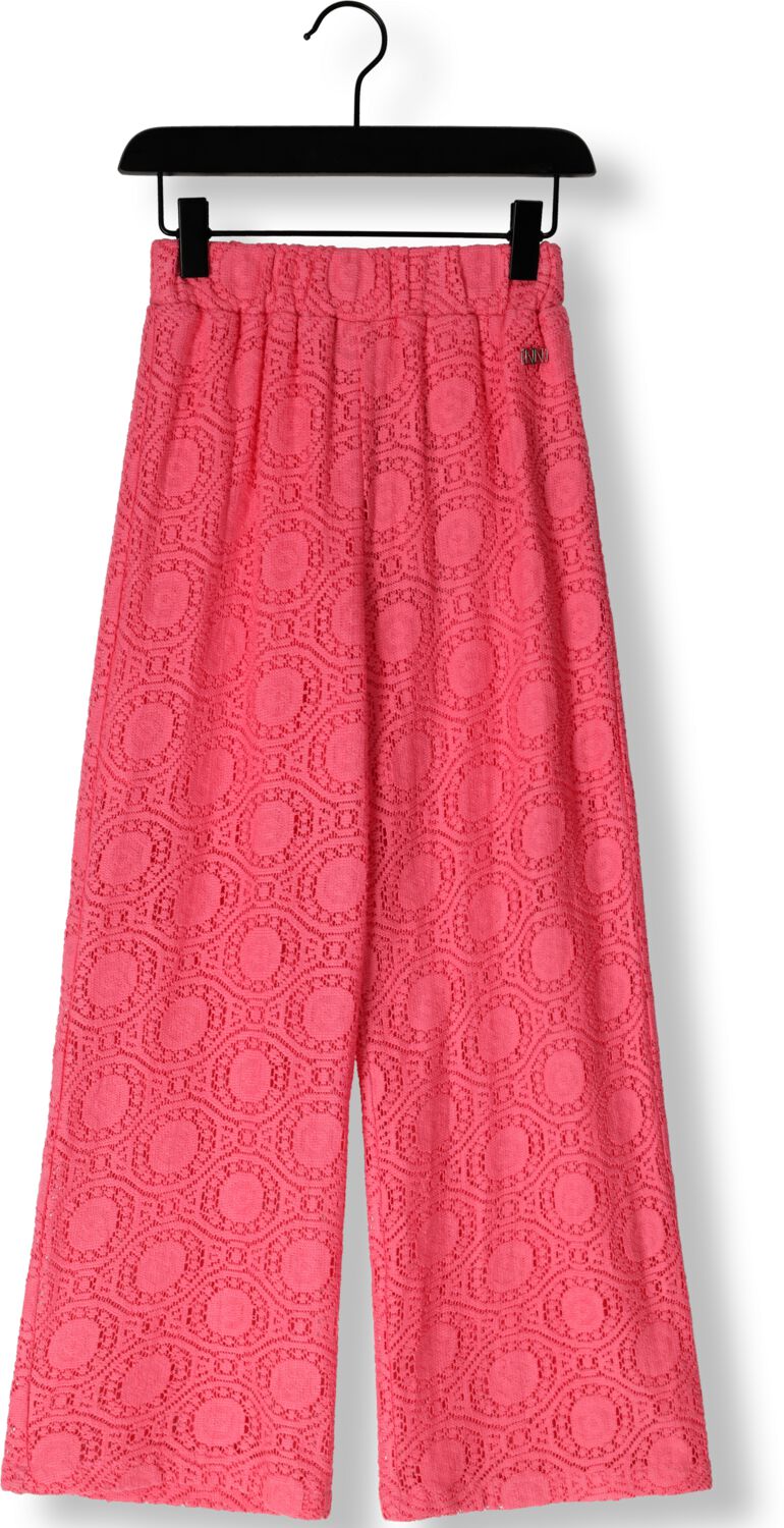 NIK&NIK wide leg broek Kimba met all over print felroze Meisjes Katoen 164