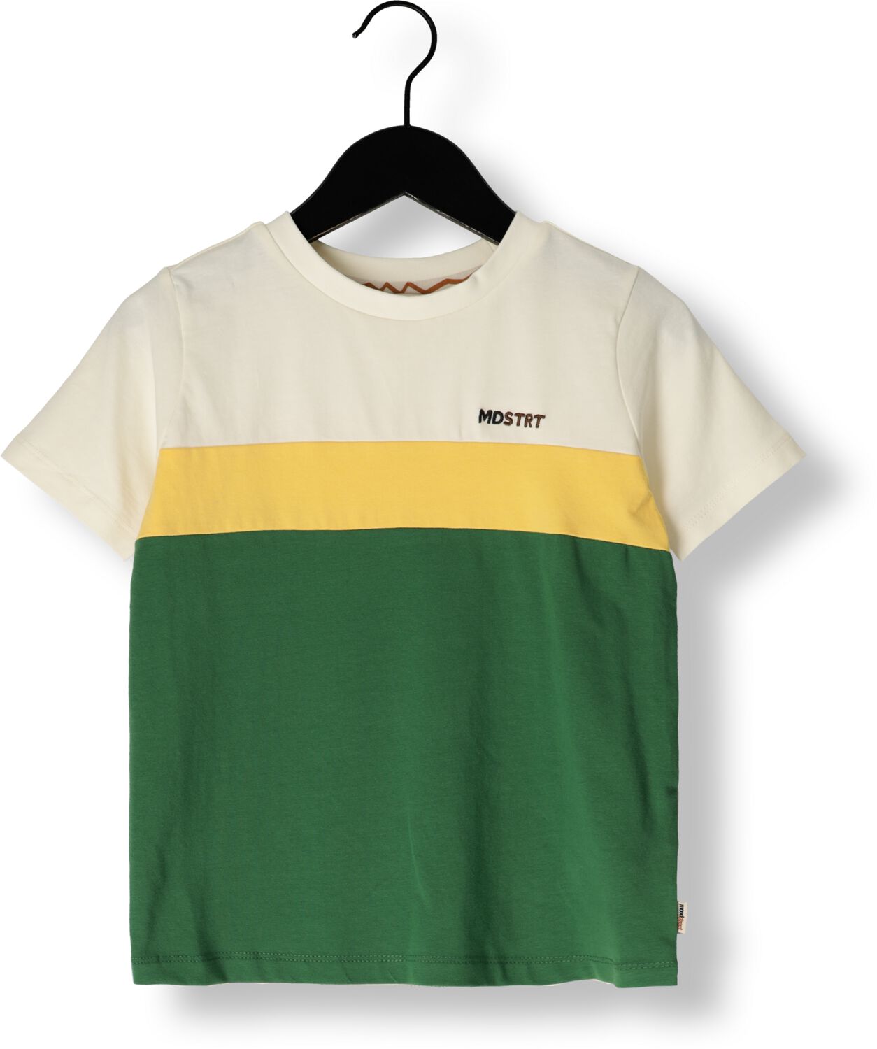 Moodstreet T-shirt groen offwhite geel Jongens Stretchkatoen Ronde hals 146 152