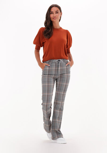 Bruine MINUS Flared broek CARMA CHECK FLARED PANTS - large