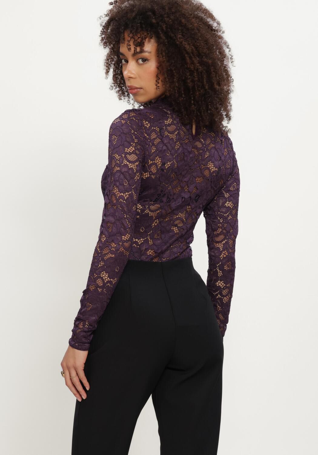 Paarse Y.A.S. Blouses YASLACEY LS LACE TOP - large