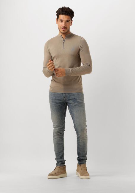 Taupe PURE PATH Trui ESSENTIAL KNITWEAR HALFZIP SWEATER - large