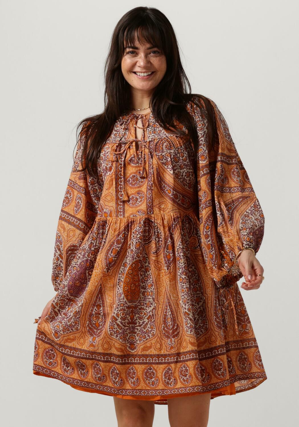 Antik batik Tajar Minijurk Oranje Dames Jurk Orange Dames