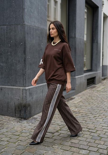 Bruine HAUTE L'AMITI&Eacute; Sweater MAXI SPLIT SS LOGO SWEAT - large