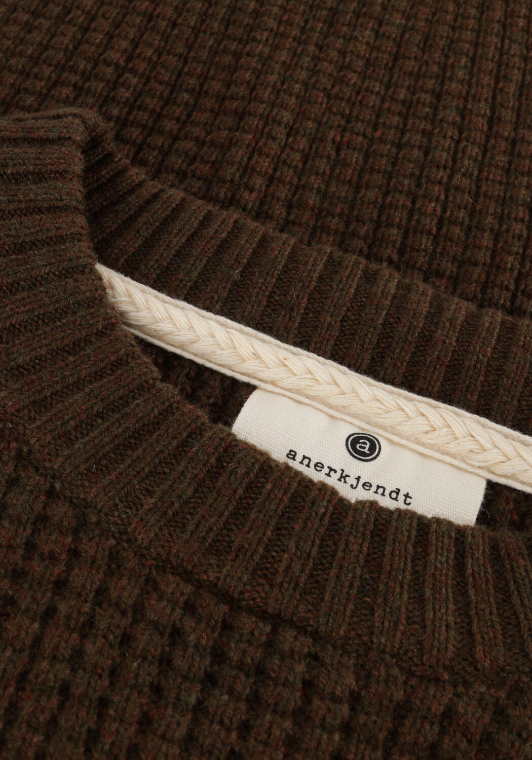 Donkergroene ANERKJENDT Trui AKSUNE STRUCTURE KNIT - large