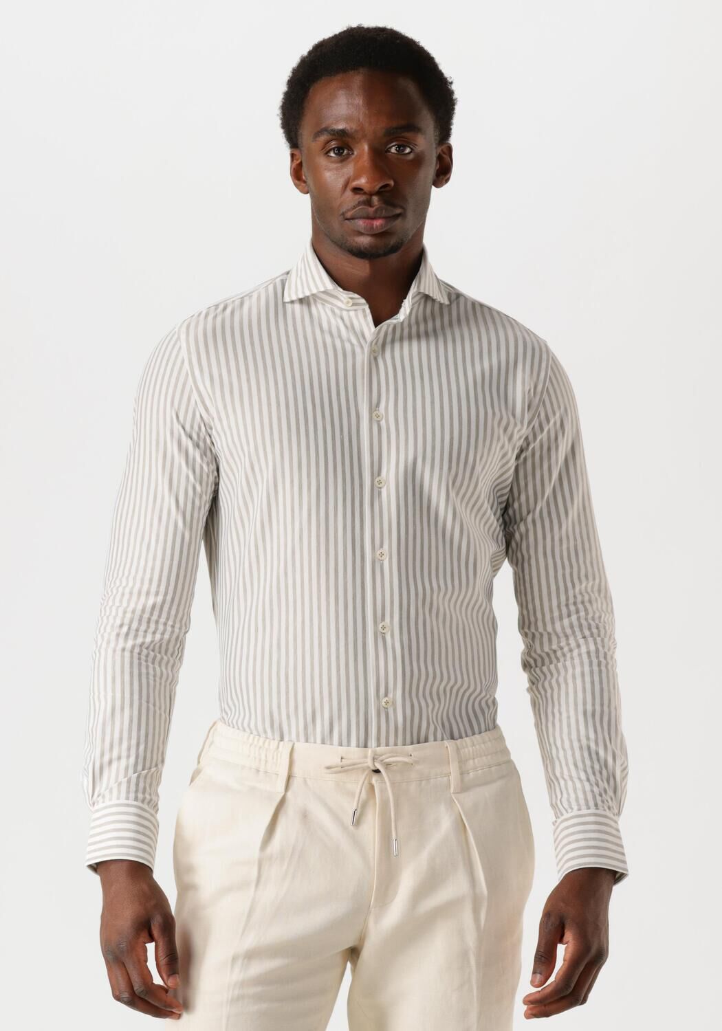 PROFUOMO Heren Overhemden Shirt X-cutaway Sc Sf Japanese Knitted Taupe
