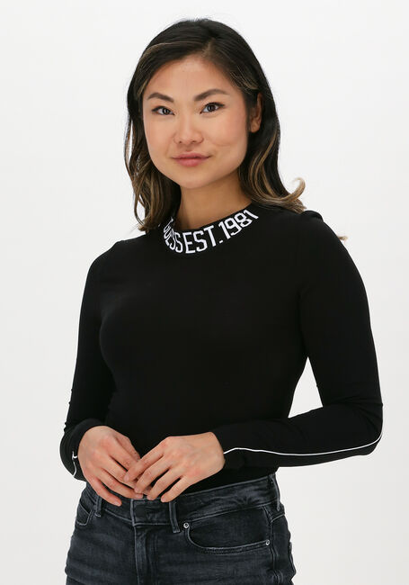 Zwarte GUESS Top LS CHANEL BODYSUIT - large