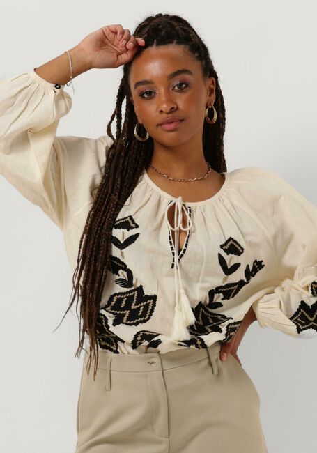 Gebroken wit SUMMUM Blouses TOP LINNEN HEAVY EMBROIDERY - large