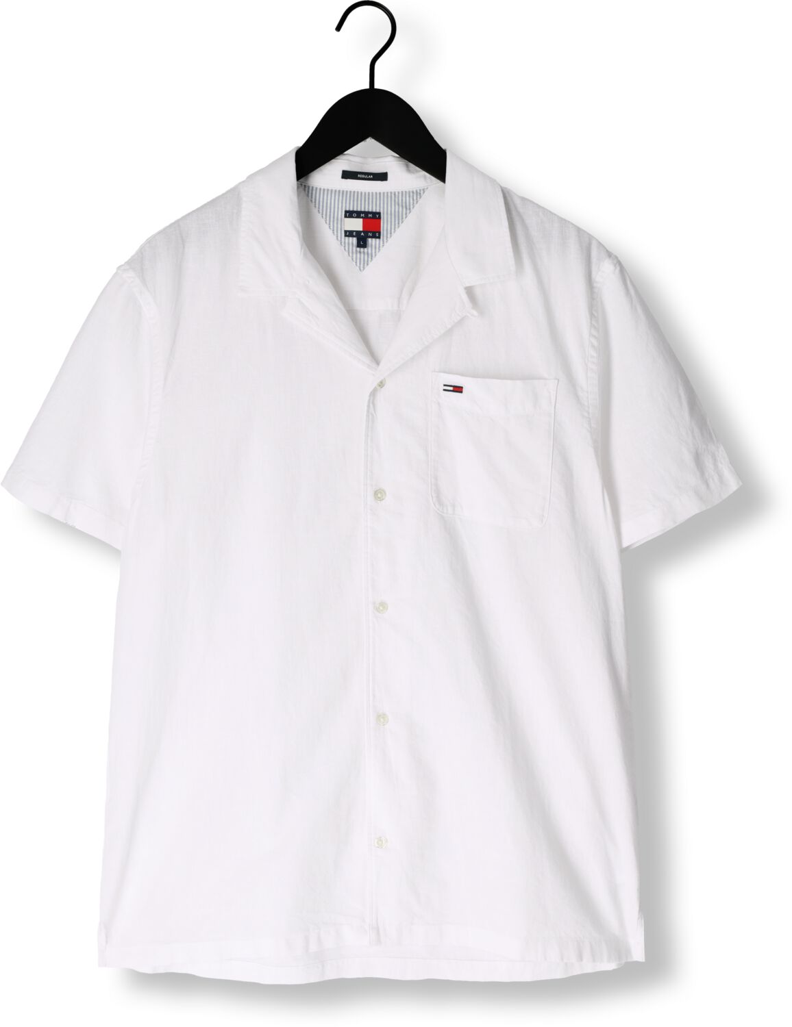 TOMMY JEANS Heren Overhemden Tjm Linen Blend Camp Ss Ext Wit