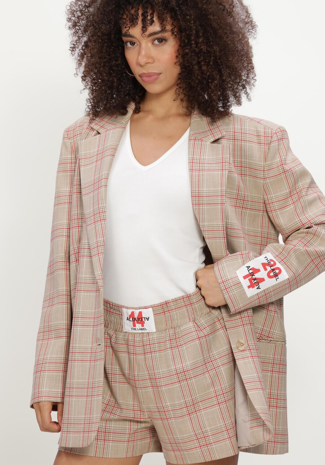 Zand ALIX THE LABEL Blazer LADIES WOVEN OVERSIZED CHECK BLAZER - large