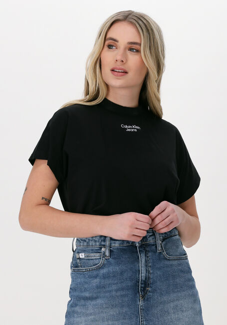 Zwarte CALVIN KLEIN T-shirt STACKED LOGO LOOSE TEE - large