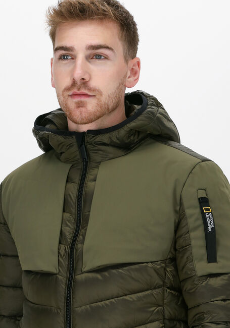 Donkergroene NATIONAL GEOGRAPHIC Gewatteerde jas HOODED JACKET - large