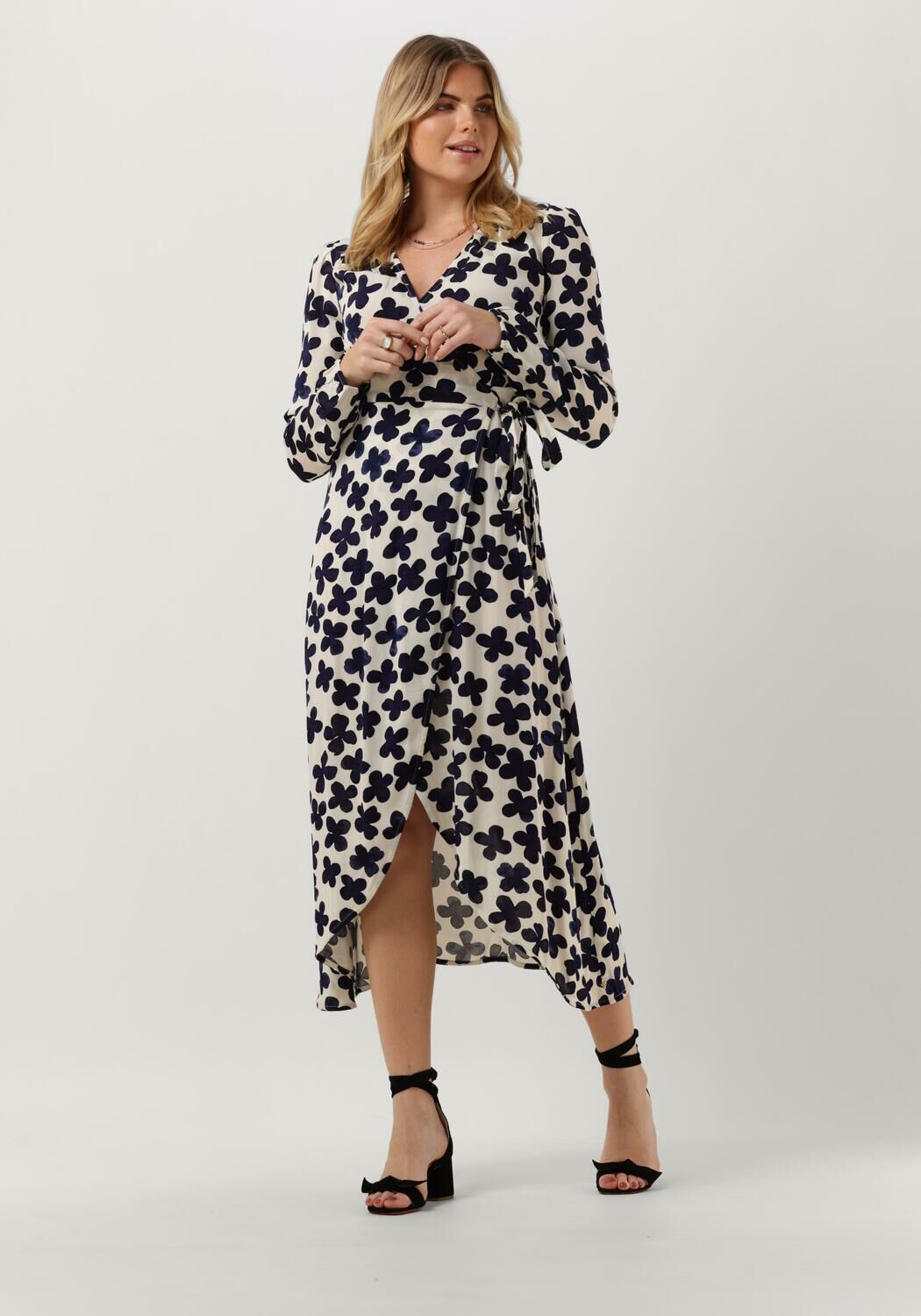 Donkerblauwe FABIENNE CHAPOT Midi jurk NATASJA DRESS 124 Omoda