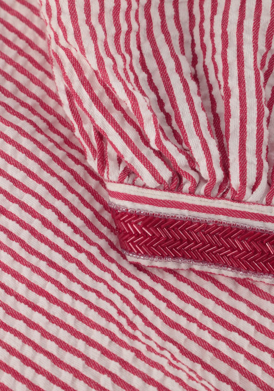 Rode POM AMSTERDAM Mini jurk DRESS SEERSUCKER RED WHITE - large