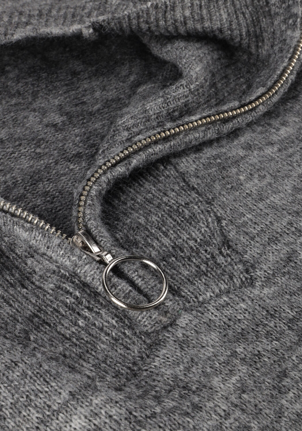 Donkergrijze OBJECT Midi jurk OBJMINNA L/S ZIP KNIT DRESS NOOS - large