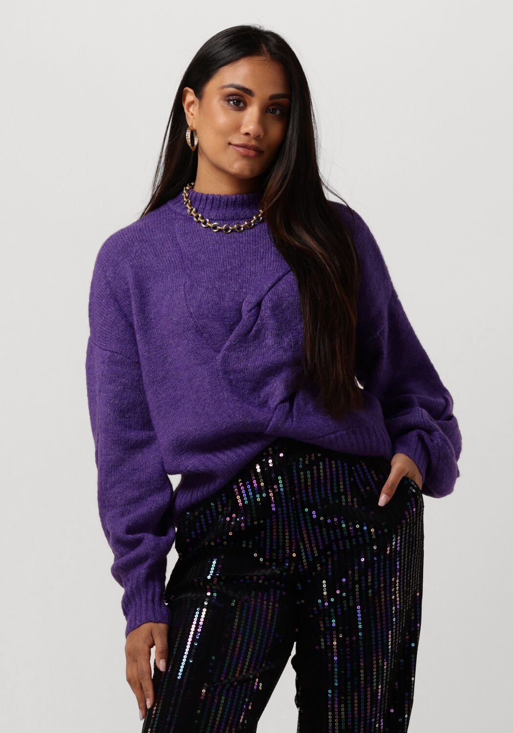 Paarse Y.A.S. Trui YASLEXU LS KNIT PULLOVER Omoda