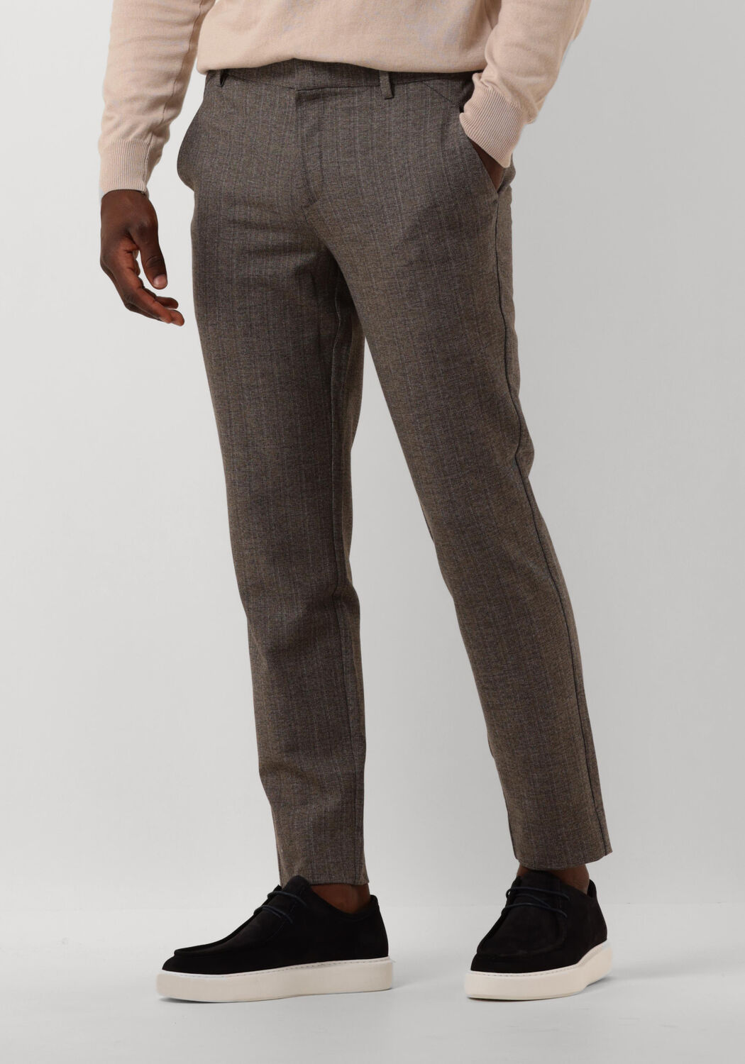 Plain Units Chino Broek Cool Taupe Melange Brown Heren