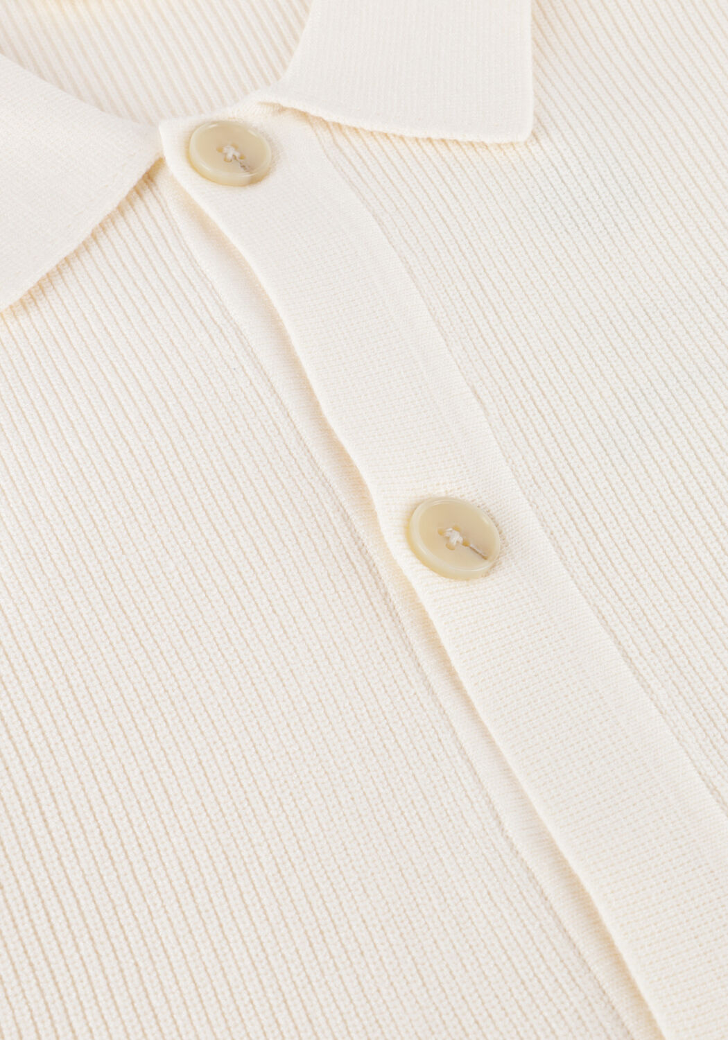 Ecru ANERKJENDT Polo AKVILHELM NEEDLE RIB SS KNIT - large