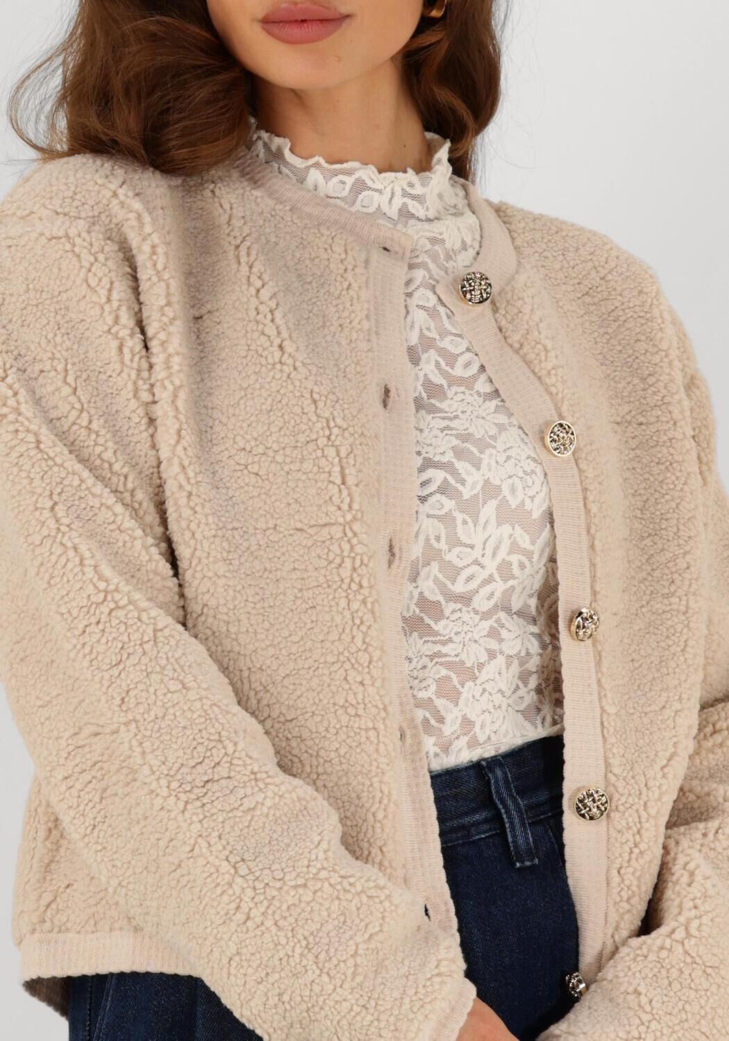 NEO NOIR Dames Truien & Vesten Limo Fluffy Knit Cardigan Zand